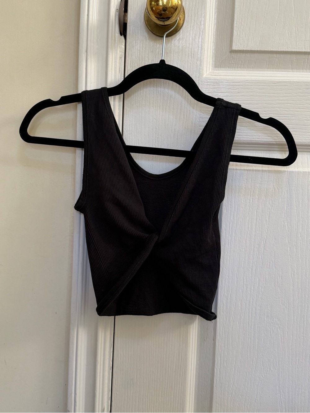 Urban Outfitters Black Twist-Front Ribbed Crop Top
